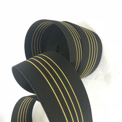China Yellow Lines Upholstery Seat Webbing , 90g/M Elastic Furniture Straps supplier