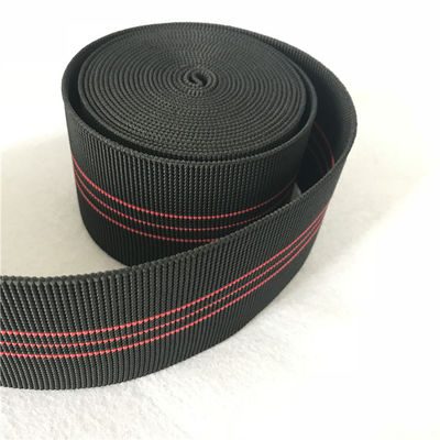 China 7cm width Sofa Elastic Webbing color black 50%-60% Elongation With red Lines supplier