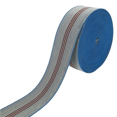 China Environment PE Sofa Elastic Webbing Rubber Good Resilience Blue With 3 Red Lines supplier