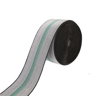 China Strong 3 Inch Sofa Elastic Webbing 70mm Width Grey Color With Green Lines supplier