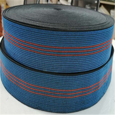 China High Tenacity Custom Lawn Elastic Chair Webbing Blue With 3 Red Straps supplier