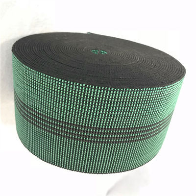 China 3 Inch Covered Threads Elastic Rubber Upholstery Webbing For Function Sofa In Green Color 460B# supplier