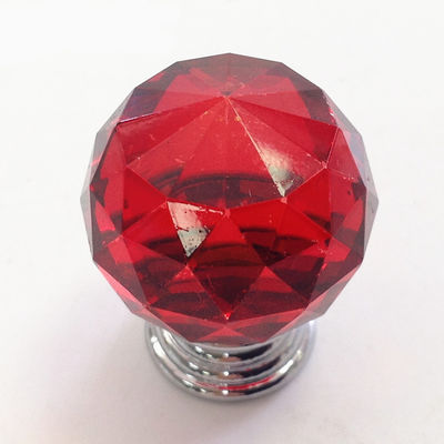 China Pull Handle Knob Crystal Rhinestone Buttons Red Orange Or Transparent For Furniture supplier