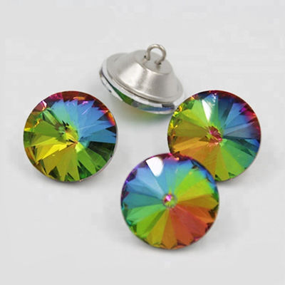 China Colorful Shiny Crystal Rhinestone Buttons Iron Material For KTV Sofa supplier