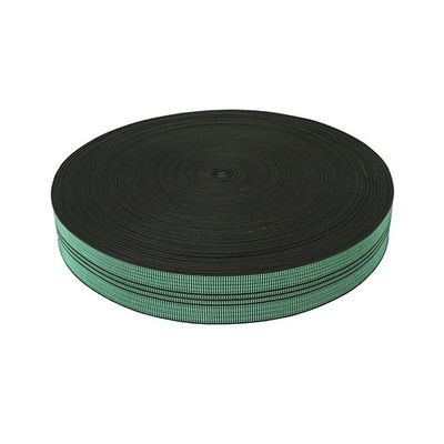China 50mm Width PP Sofa Elastic Webbing Green Color With 3 Black Lines supplier