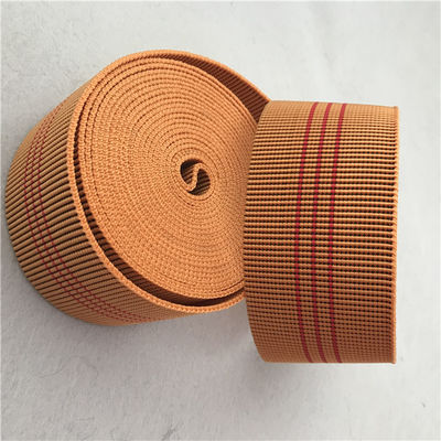 60mm Orange Color Outdoor Furniture Webbing 20%-30% Elongation With 3 Red Lines supplier