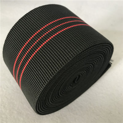 7cm width Sofa Elastic Webbing color black 50%-60% Elongation With red Lines supplier