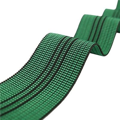 50mm Width PP Sofa Elastic Webbing Green Color With 3 Black Lines supplier